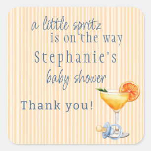 Sticker Carré Aperol Spritz Bleu Orange Citron Garçon Baby Showe