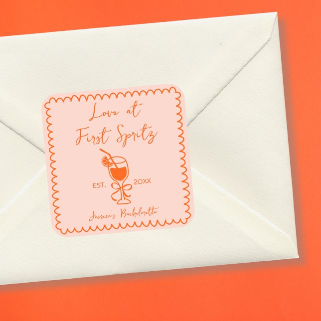 Sticker Carré Aperol Spritz Jouer Chic Main Tirée Bachelorette (Aperol Spritz Playful Chic Hand Drawn Bachelorette Square Sticker)