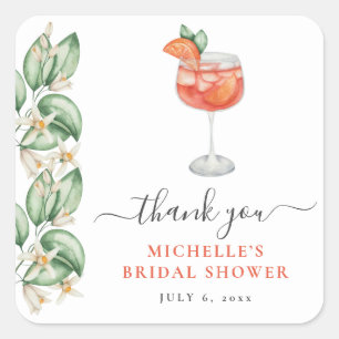 Sticker Carré Aperol Spritz Orange Baby Shower Mariage