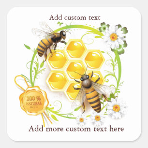 Sticker Carré Apiculteur Vendeur De Miel D'abeille