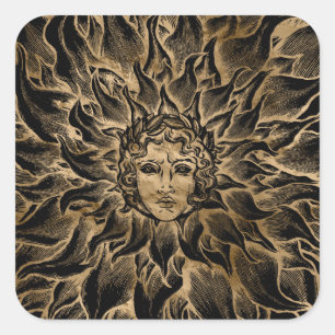 Sticker Carré Apollo Sun God Black and Gold