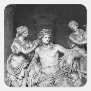 Sticker Carré Apollon tendu par des nymphes dans le bosquet