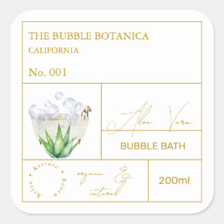 Sticker Carré Apothecary Aloe Vera Bubble Bath Label