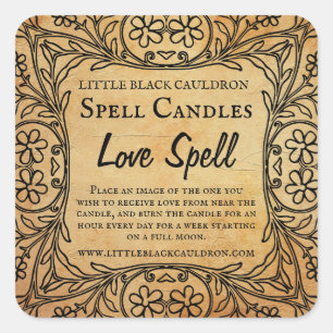 Sticker Carré Apothecary Intention méditation Spell Candle Étiqu