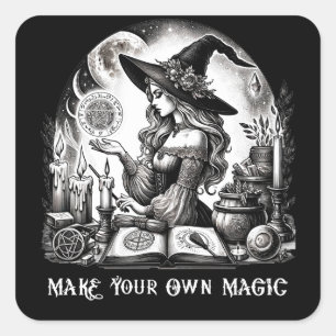 Sticker Carré Apothicaire de sorcière jolie Faites votre propre 