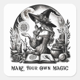 Sticker Carré Apothicaire de sorcière jolie Faites votre propre 