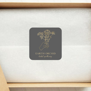 Sticker Carré Apothicaire Herbal + Floral Or