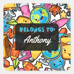 Sticker Carré APPARTIENT PERSONNELLEMENT À L'Autocollant scolair