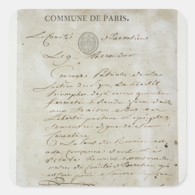 Sticker Carré Appel de Maximilien de Robespierre (Devant)