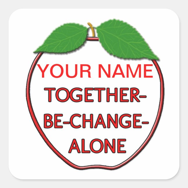 Sticker Carré Apple avec mots de passe pour la santé (Devant)