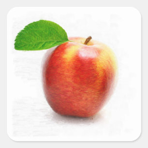Sticker Carré Apple portent des fruits art de peinture -