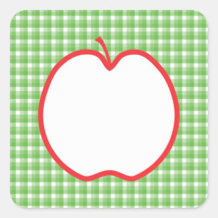Sticker Carré Apple rouge. Avec le fond vert et blanc de