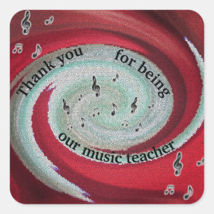 Sticker Carré Appréciation de l'enseignant de musique Merci bril