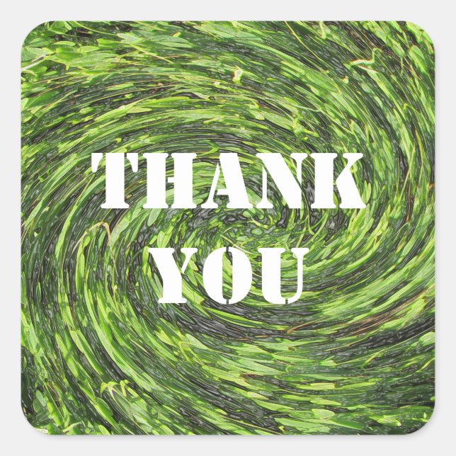 Sticker Carré Appréciation Green Swirled Merci Abstrait (Devant)