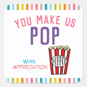 Sticker Carré Appréciation Merci Popcorn