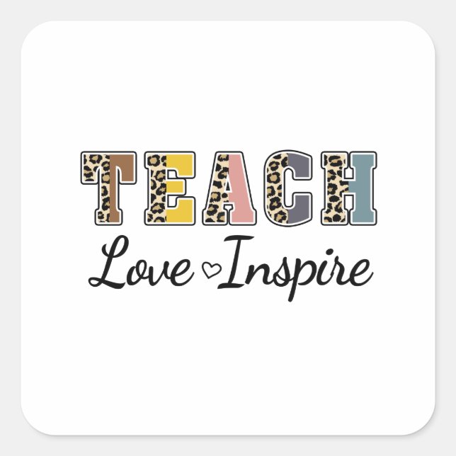 Sticker Carré Apprendre, Amour, Inspirer (Devant)