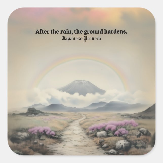 Sticker Carré Après la pluie (aquarelle japonaise paysage art) (Devant)