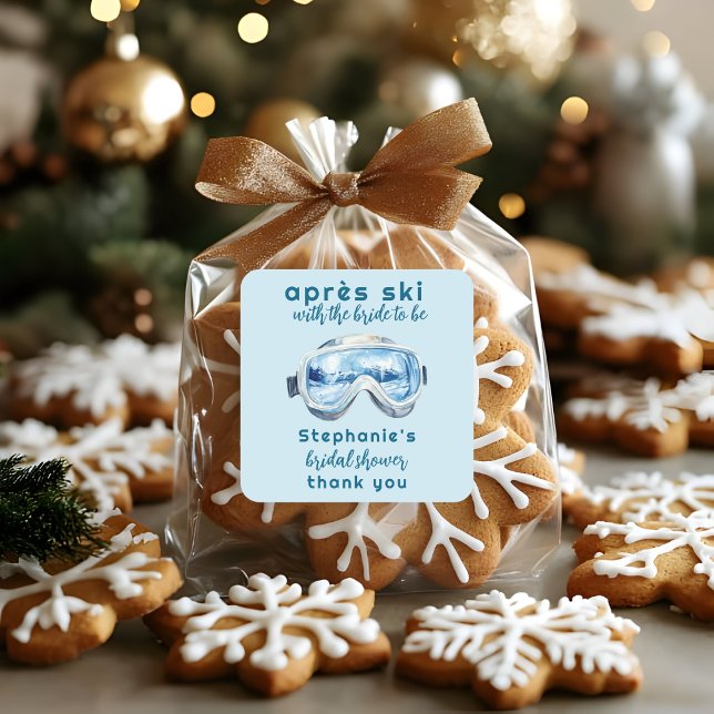 Sticker Carré Après-ski Sport d'hiver Aquarelle Enterrement de v (Créateur téléchargé)