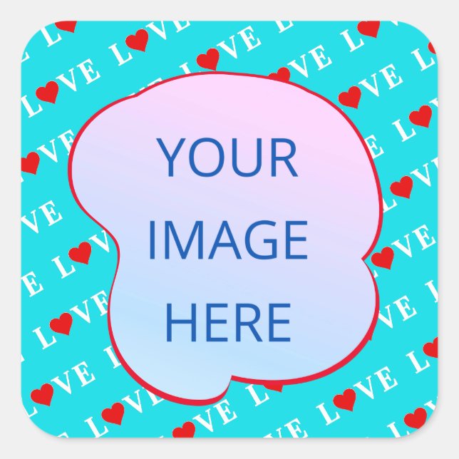 Sticker Carré Aqua Blue LOVE Modern Chic (Devant)