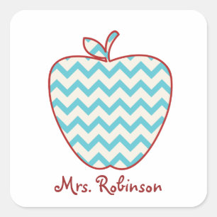 Sticker Carré Aqua Chevron Enseignant Apple