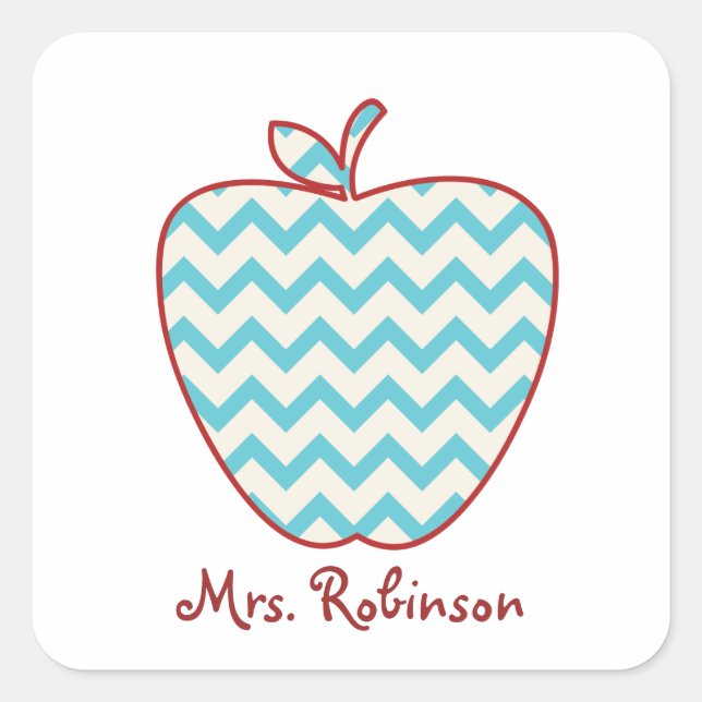Sticker Carré Aqua Chevron Enseignant Apple (Devant)