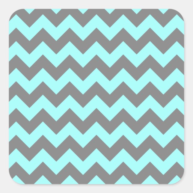 Sticker Carré Aqua et Grey Zigzag (Devant)