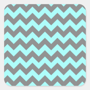 Sticker Carré Aqua et Grey Zigzag