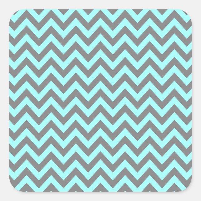 Sticker Carré Aqua et gris Zigzag 2 (Devant)