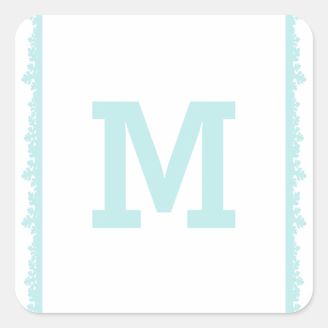 Sticker Carré Aqua Snowflake Cadre de vacances Monogramme (Devant)