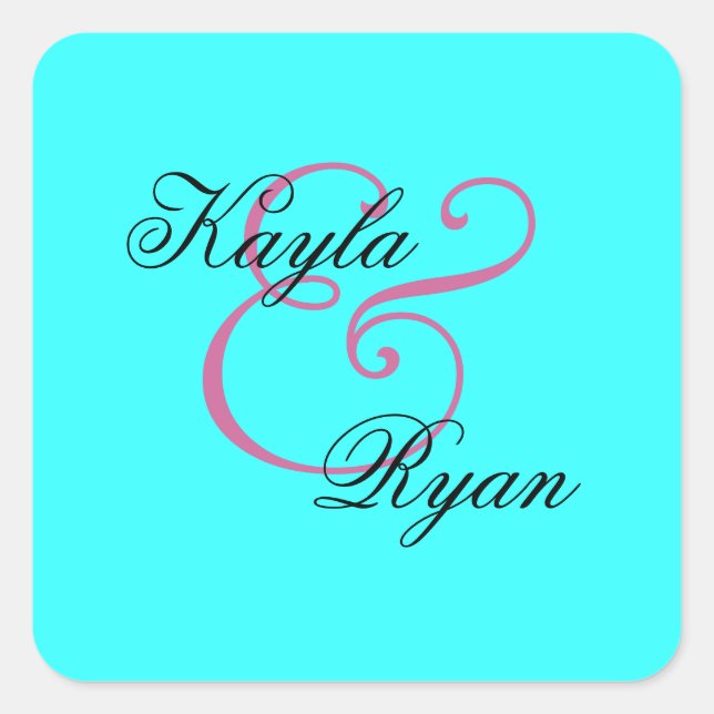 Sticker Carré Aqua Turquoise Enveloppe Mariage (Devant)