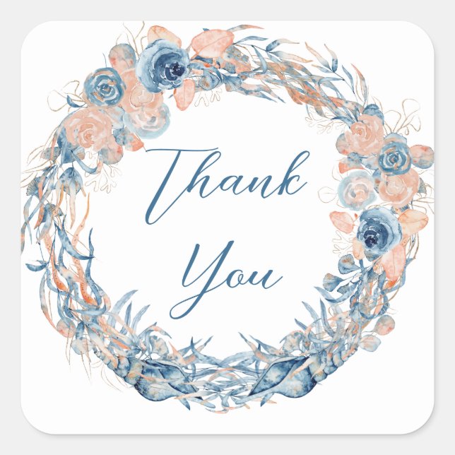 Sticker Carré Aqua Turquoise nautique bleu turquoise Ancre flora (Devant)