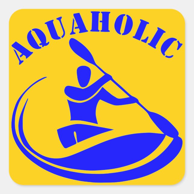 Sticker Carré Aquaholic Kayak Guy (Devant)