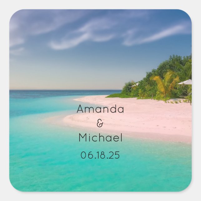 Sticker Carré Aquamarine Ocean Tropical Beach Scenic Wedding (Devant)