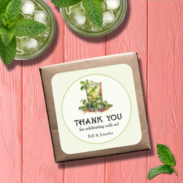 Sticker Carré Aquarelle à menthe Derby (Watercolor Mint Julep Talk Derby to Me Square Stickers - 2 sizes available)