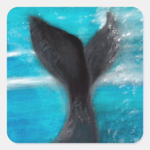 Sticker Carré Aquarelle à queue de baleine