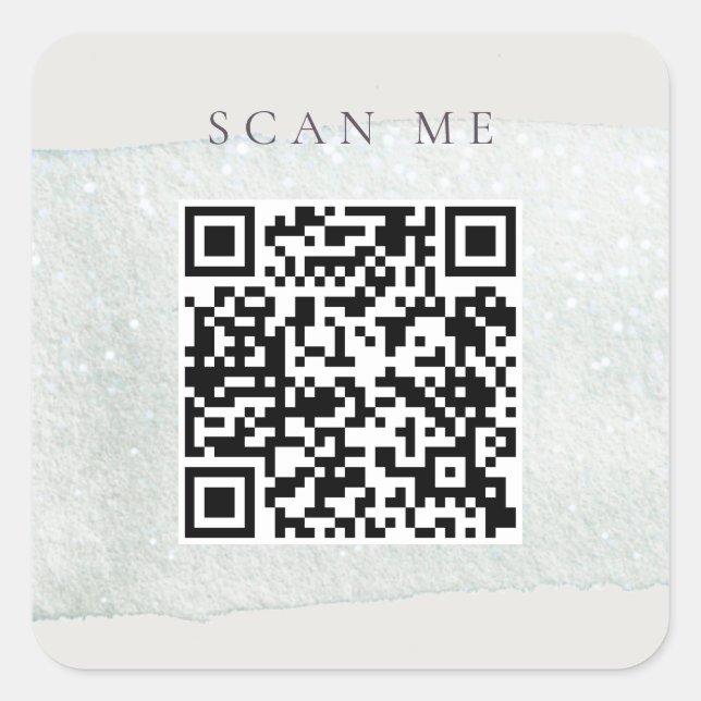 Sticker Carré Aquarelle Abstraite Aqua Blue Brush Stoke QR Code (Devant)