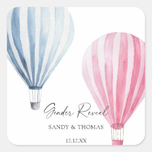 Sticker Carré Aquarelle Air Balloons Révélation de genre