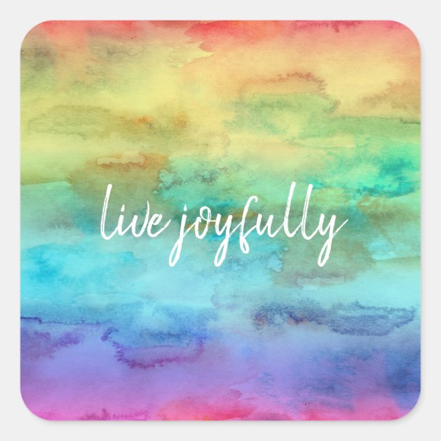 Sticker Carré Aquarelle arc-en-ciel gaie (Devant)