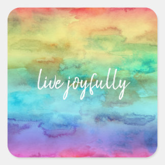 Sticker Carré Aquarelle arc-en-ciel gaie