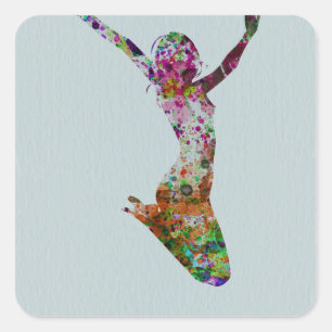 Sticker Carré Aquarelle Ballette