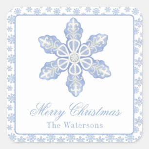 Sticker Carré Aquarelle Blue Designer Snowflon