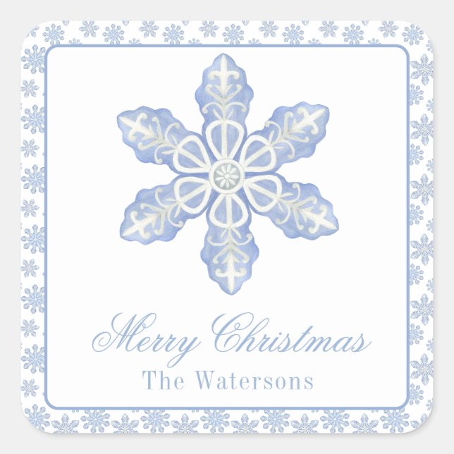 Sticker Carré Aquarelle Blue Designer Snowflon (Devant)