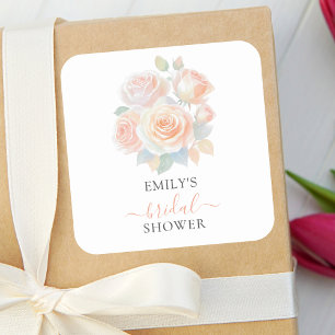 Sticker Carré Aquarelle Blush Rose Gold Garden Fête des mariées