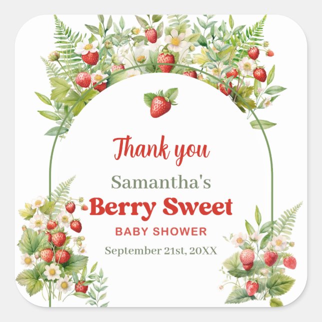 Sticker Carré Aquarelle Bois fraise Berry Sweet (Devant)