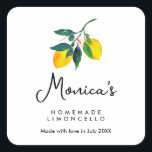 Sticker Carré Aquarelle Citron fait maison Limoncello Lemoncello<br><div class="desc">Élégant Sticker Carré Limoncello Lemoncello fait maison</div>