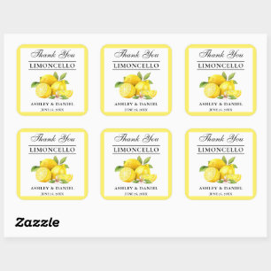 Sticker Carré Aquarelle Citron Mariage Limoncello