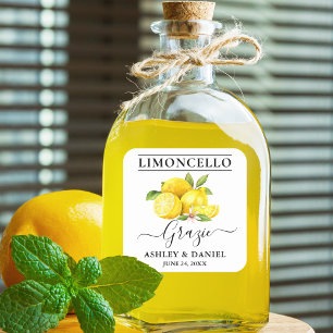 Sticker Carré Aquarelle Citrons Limoncello Mariage Grazie