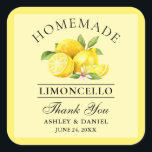 Sticker Carré Aquarelle Citrons Mariages Merci Limoncello Jaune<br><div class="desc">Stickers Merci Mariage Limoncello fabriqués maison citrons à l'aquarelle élégant</div>