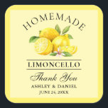 Sticker Carré Aquarelle Citrons Mariages Merci Limoncello Jaune<br><div class="desc">Stickers Merci Mariage Limoncello fabriqués maison citrons à l'aquarelle élégant</div>