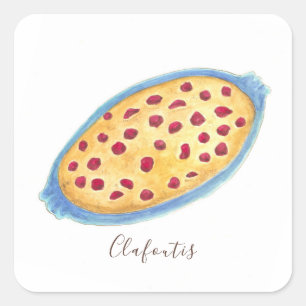 Sticker Carré Aquarelle Clafoutis